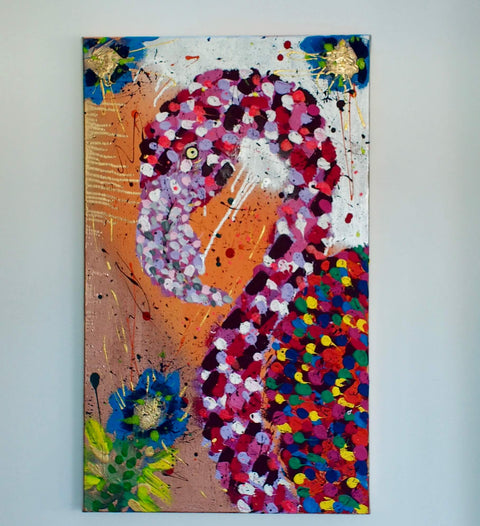 Acryl Gemälde eines Flamingo