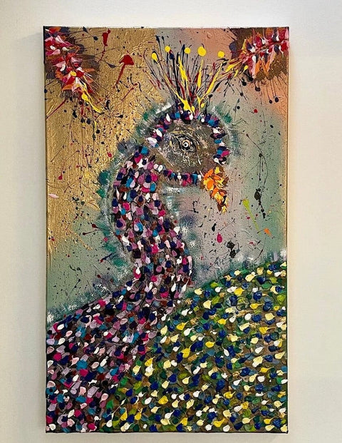 Acryl Gemälde eines Pfaus