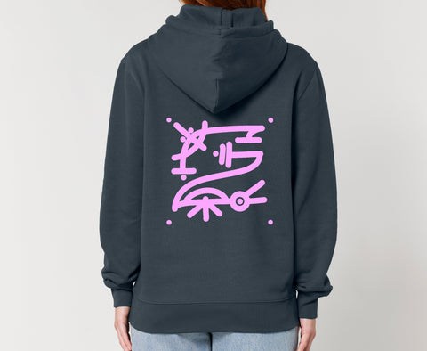 Räglan Kapuzensweatshirts Butterfly Hoodie Grau