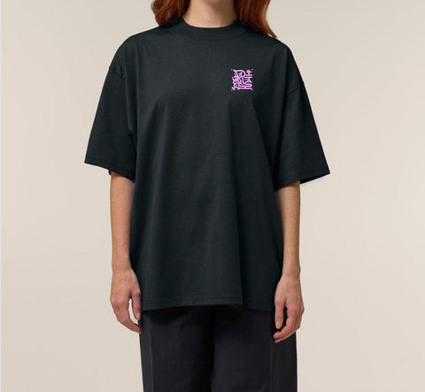 Räglan T-Shirts Kurzarm Butterfly Oversized T-shirt Black