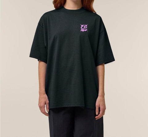 Räglan T-Shirts Kurzarm Butterfly Oversized T-shirt Black