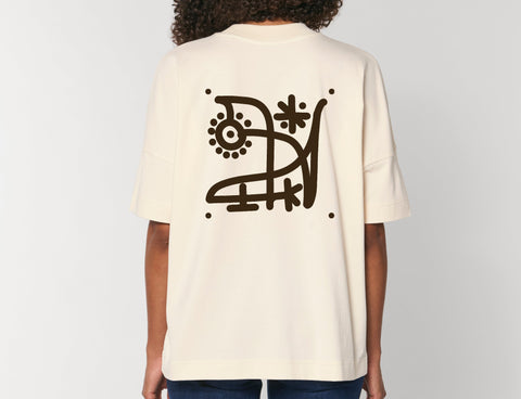Räglan T-Shirts Kurzarm Butterfly Oversized T-Shirt "Natural"