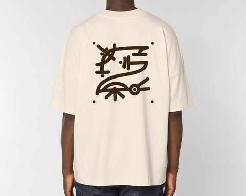 Räglan T-Shirts Kurzarm Butterfly Oversized T-Shirt "Natural"