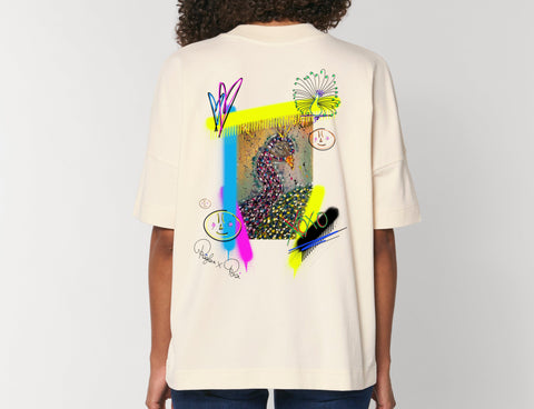Räglan T-Shirts Kurzarm Naturalraw / XXS Turtle Love Oversized "Peacock"