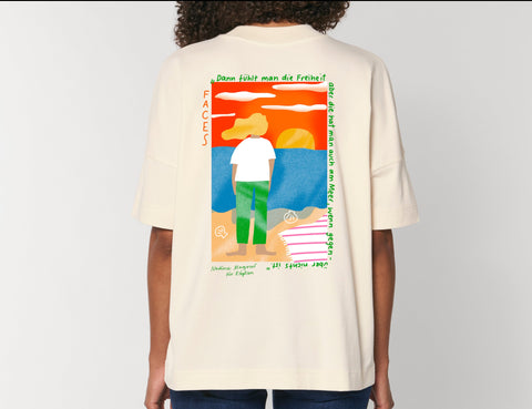 Räglan T-Shirts Kurzarm Oversized T-Shirt "Faces"