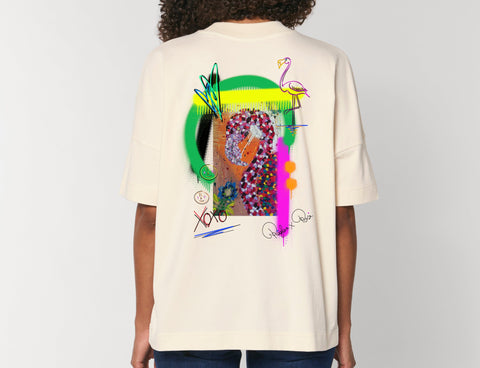 Räglan T-Shirts Kurzarm Turtle Love Oversized "Flamingo"