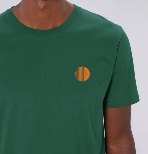 Grünes T-shirt mit Logo Stick in orange