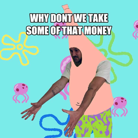 Mann verkleidet als Patrick Star (Spongebob)