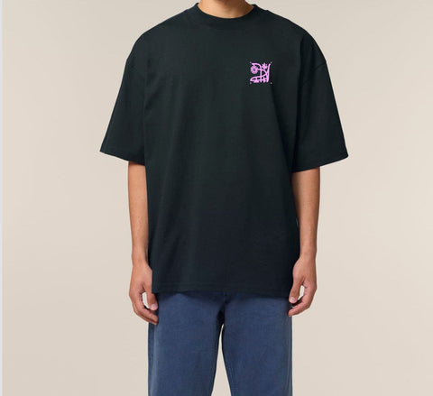 Räglan T-Shirts Kurzarm Butterfly Oversized T-shirt Black